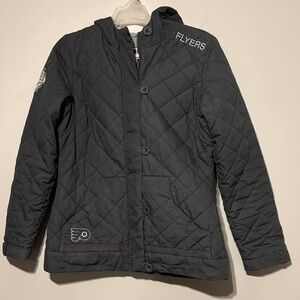 Rink Side Collection Quilted gray Jacket Philadelphia Flyers sz S hockey logo